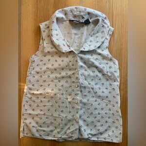 Vintage Lands End Tulip Collar Floral Sleeveless Top